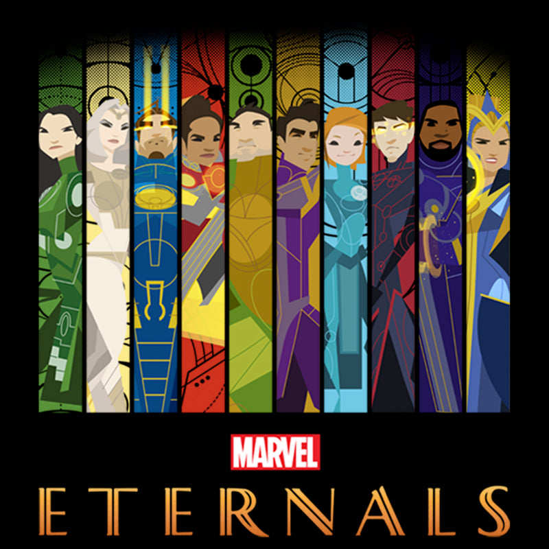 Junior's Marvel Eternals Animated Vertical Boxes Poster T-Shirt