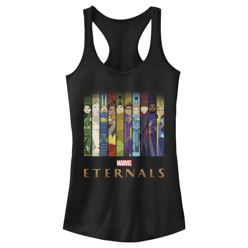 Junior's Marvel Eternals Animated Vertical Boxes Poster Racerback Tank Top