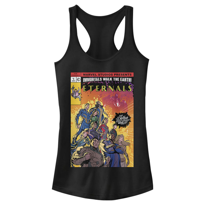 Junior's Marvel Eternals Heroes Comic Book Cover Racerback Tank Top