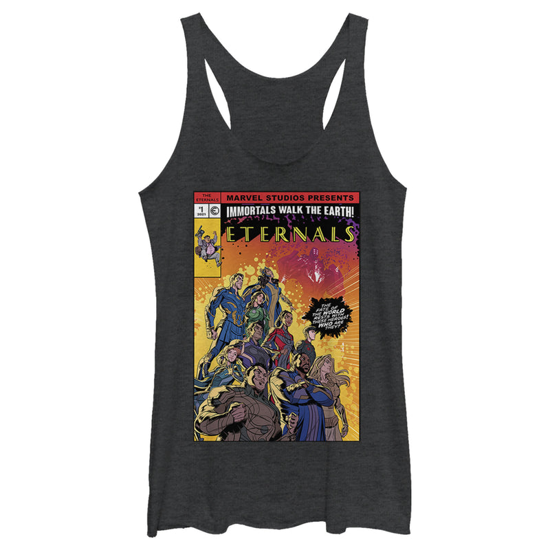 Women's Marvel Eternals Heroes Comic Book Cover Racerback Tank Top