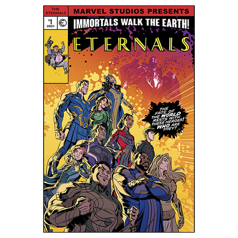 Men's Marvel Eternals Heroes Comic Book Cover T-Shirt