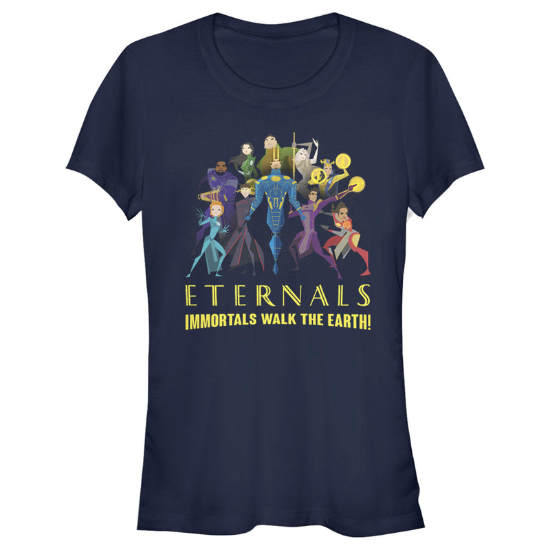 Junior's Marvel Eternals Immortals Walk the Earth T-Shirt