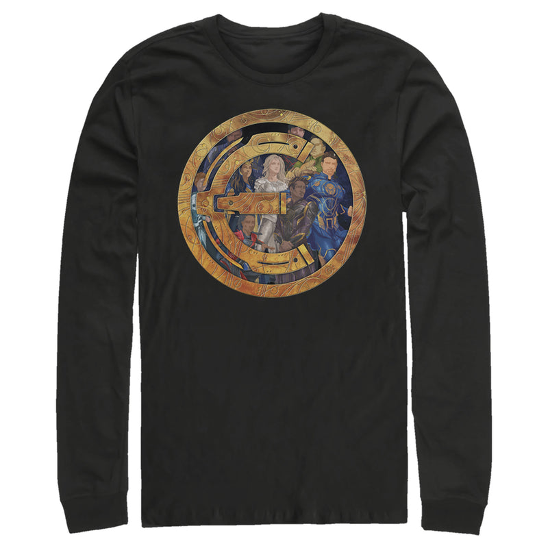 Men's Marvel Eternals Group Gold Badge Long Sleeve Shirt