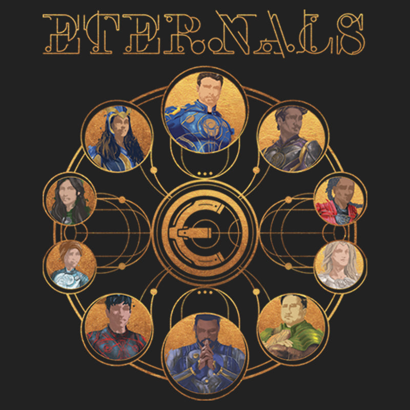 Junior's Marvel Eternals Circular Gold Festival Muscle Tee