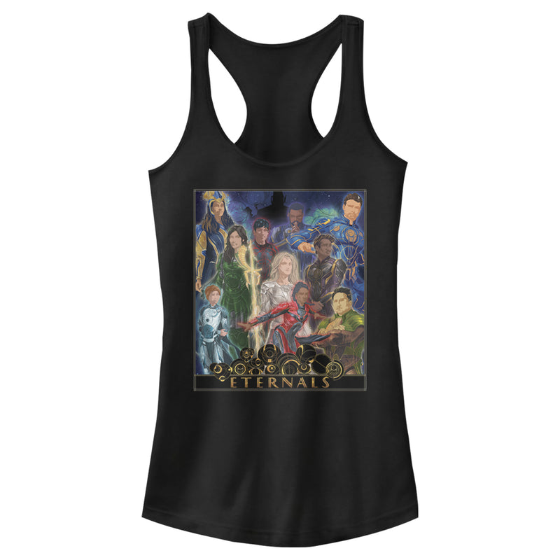 Junior's Marvel Eternals Watercolor Poster Racerback Tank Top