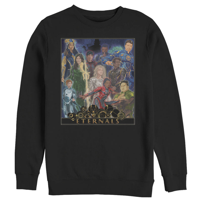 Men's Marvel Eternals Watercolor Poster Sweatshirt