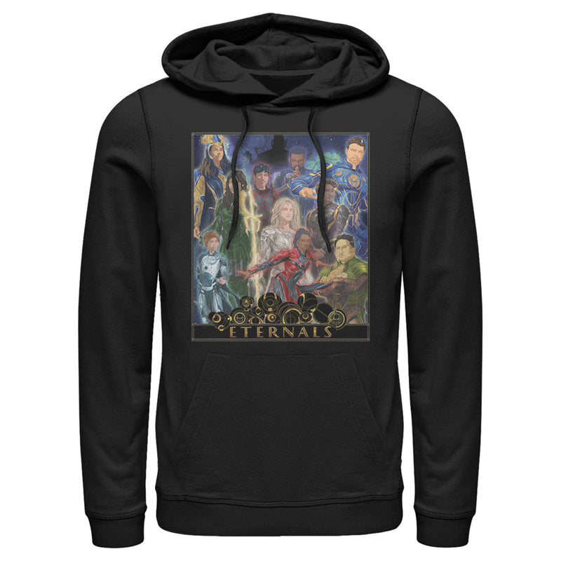 Men's Marvel Eternals Watercolor Poster Pull Over Hoodie