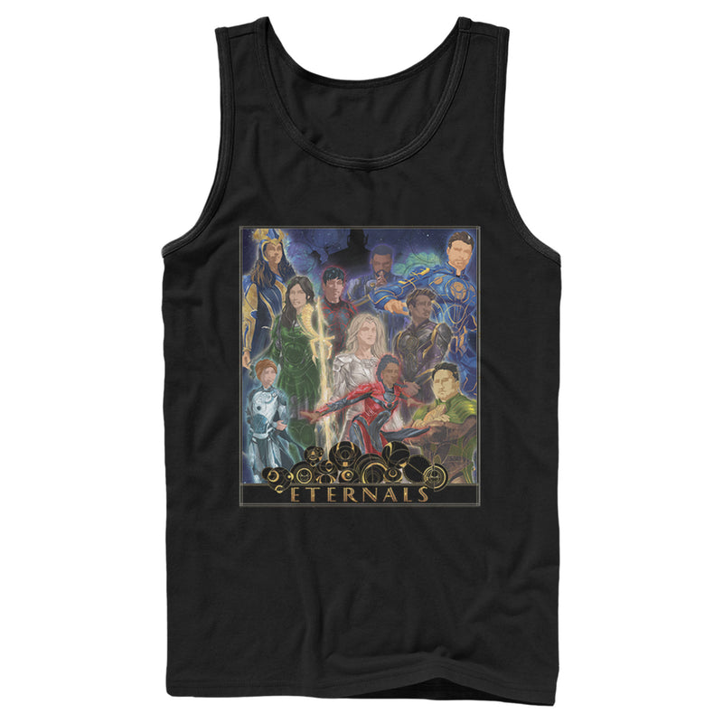 Men's Marvel Eternals Watercolor Poster Tank Top