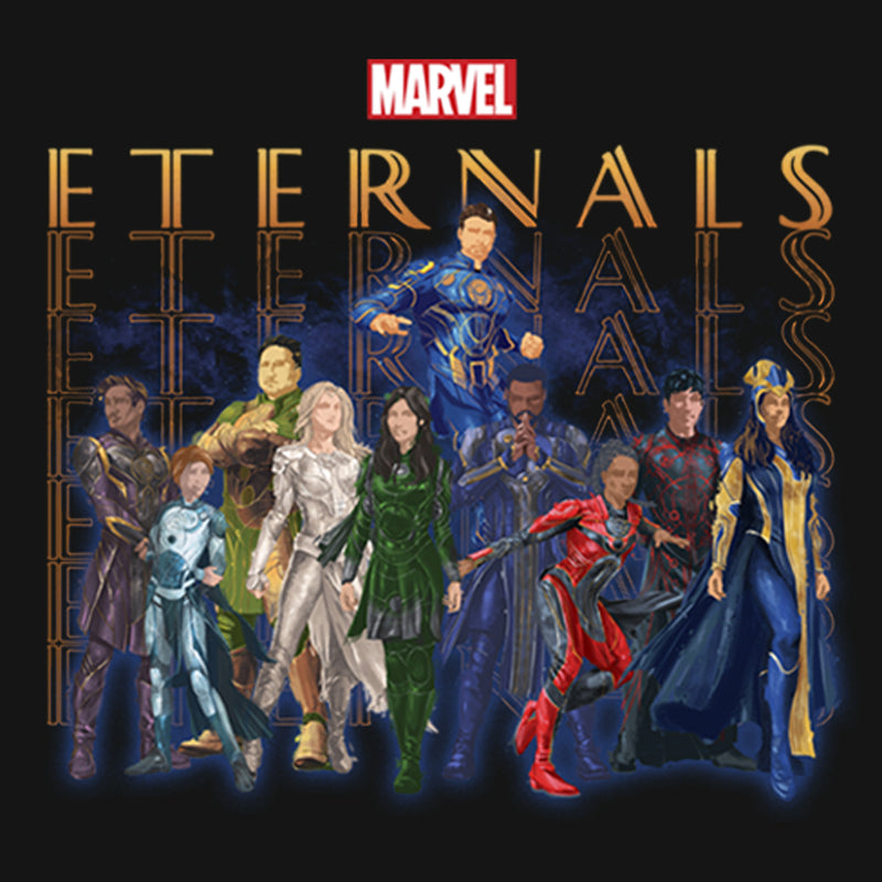 Men's Marvel Eternals Group Repeating Long Sleeve Shirt