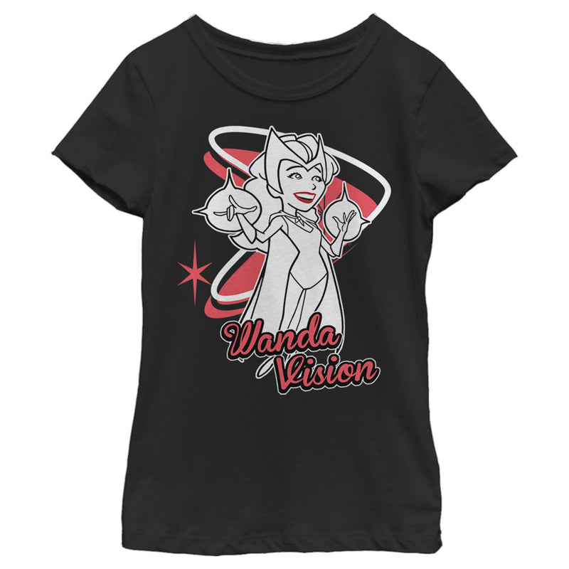 Girl's Marvel WandaVision Wanda Cartoon T-Shirt