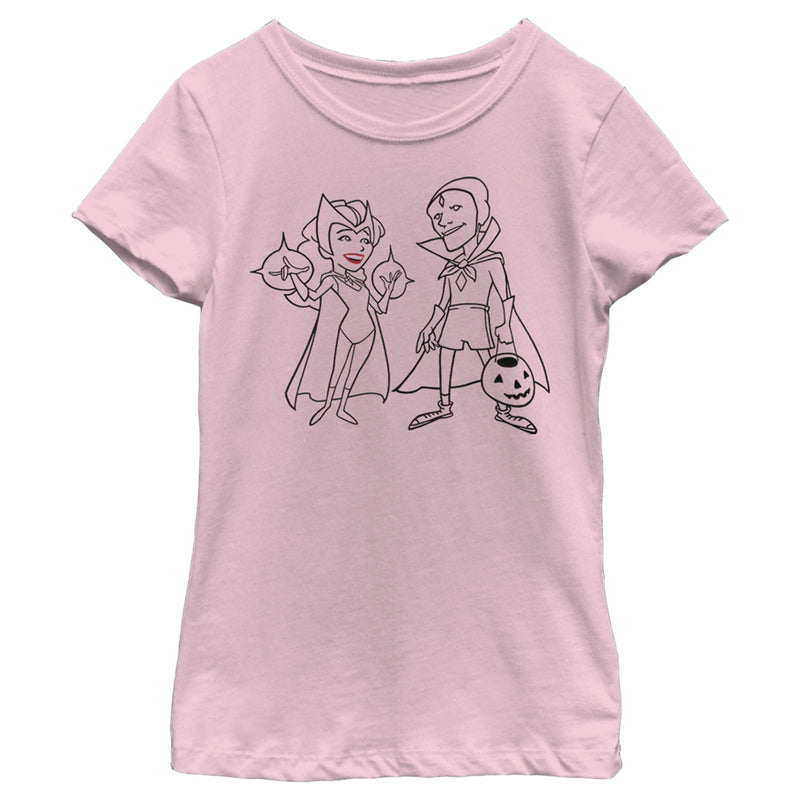 Girl's Marvel WandaVision Outline Sketch T-Shirt