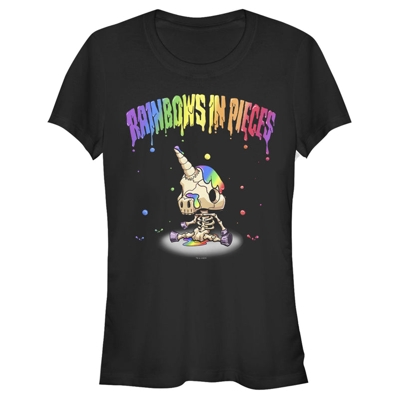 Junior's R.I.P. Rainbows in Pieces Jim Bones Logo Splatter T-Shirt