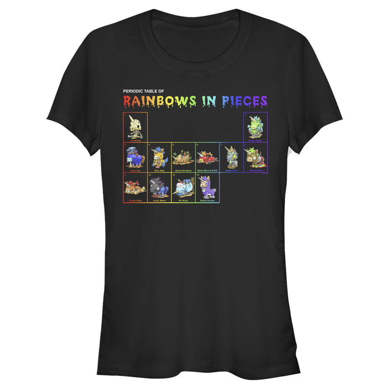 Junior's R.I.P. Rainbows in Pieces Periodic Table of Unicorns T-Shirt