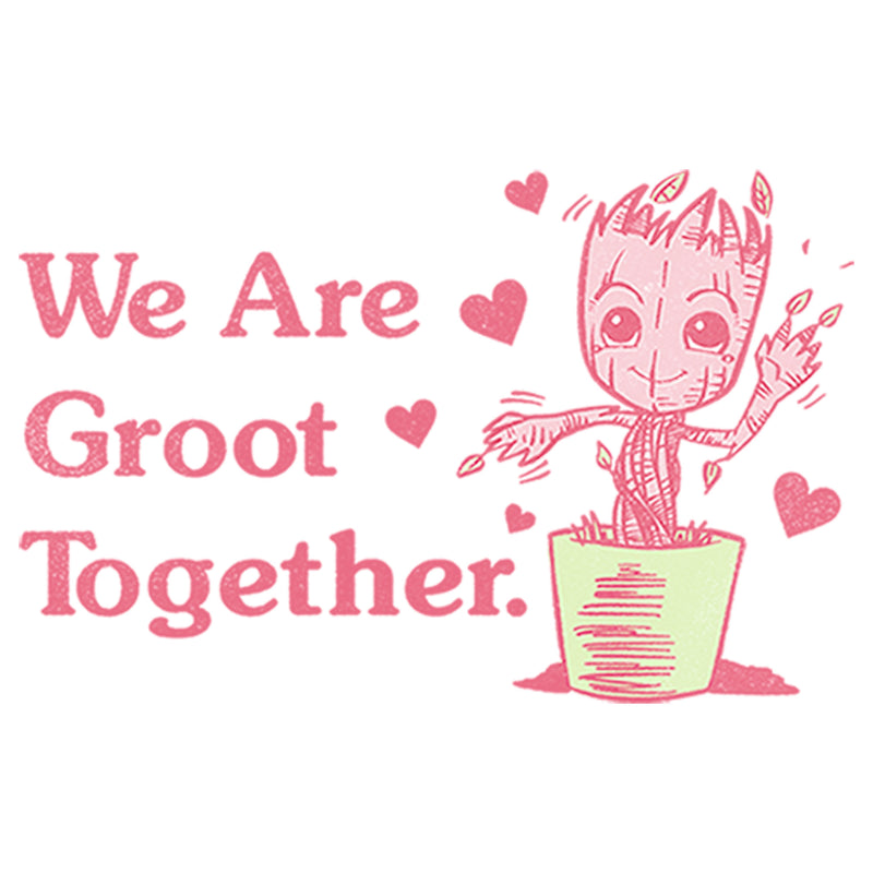 Junior's Marvel Hearts We are Groot Together Love T-Shirt
