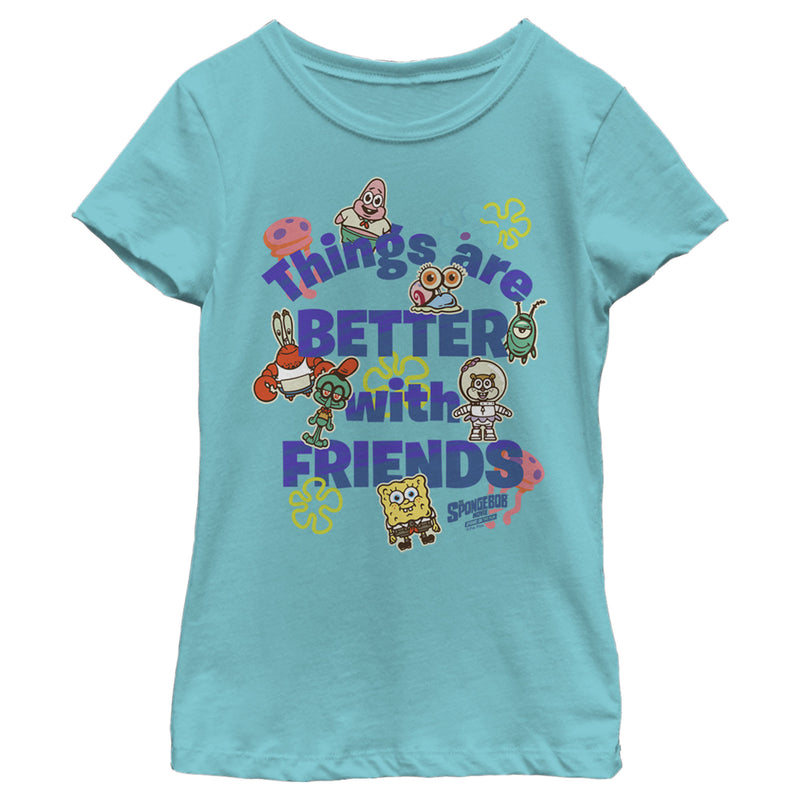 Girl's SpongeBob SquarePants Sponge on the Run Things Are Better with Friends T-Shirt
