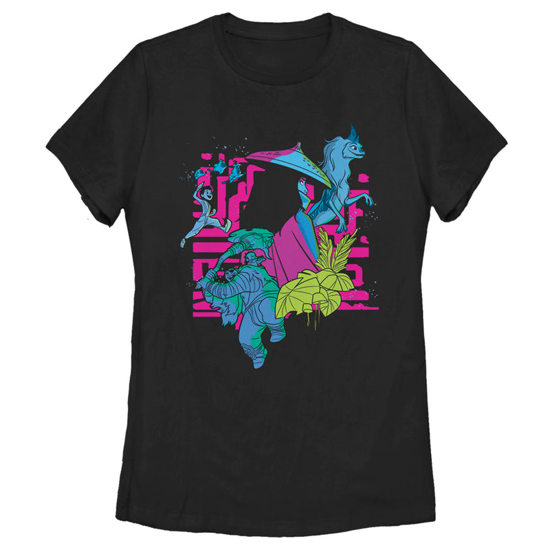 Women's Raya and the Last Dragon Colorful Characters in Action T-Shirt