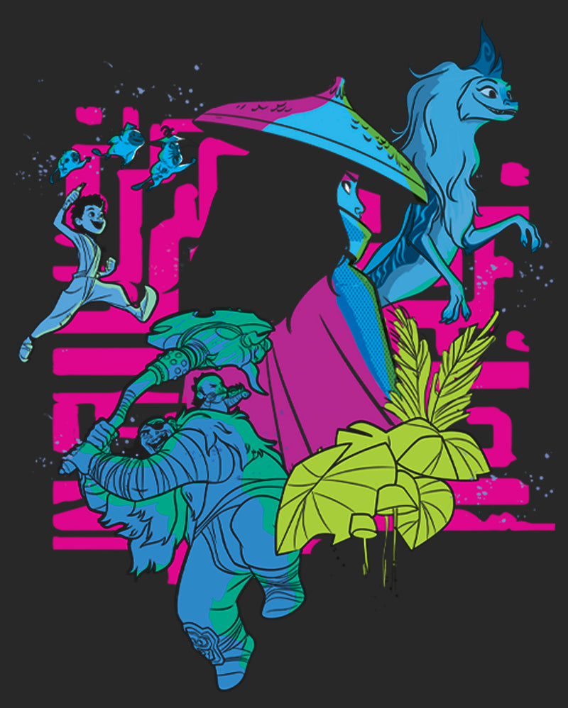 Women's Raya and the Last Dragon Colorful Characters in Action T-Shirt