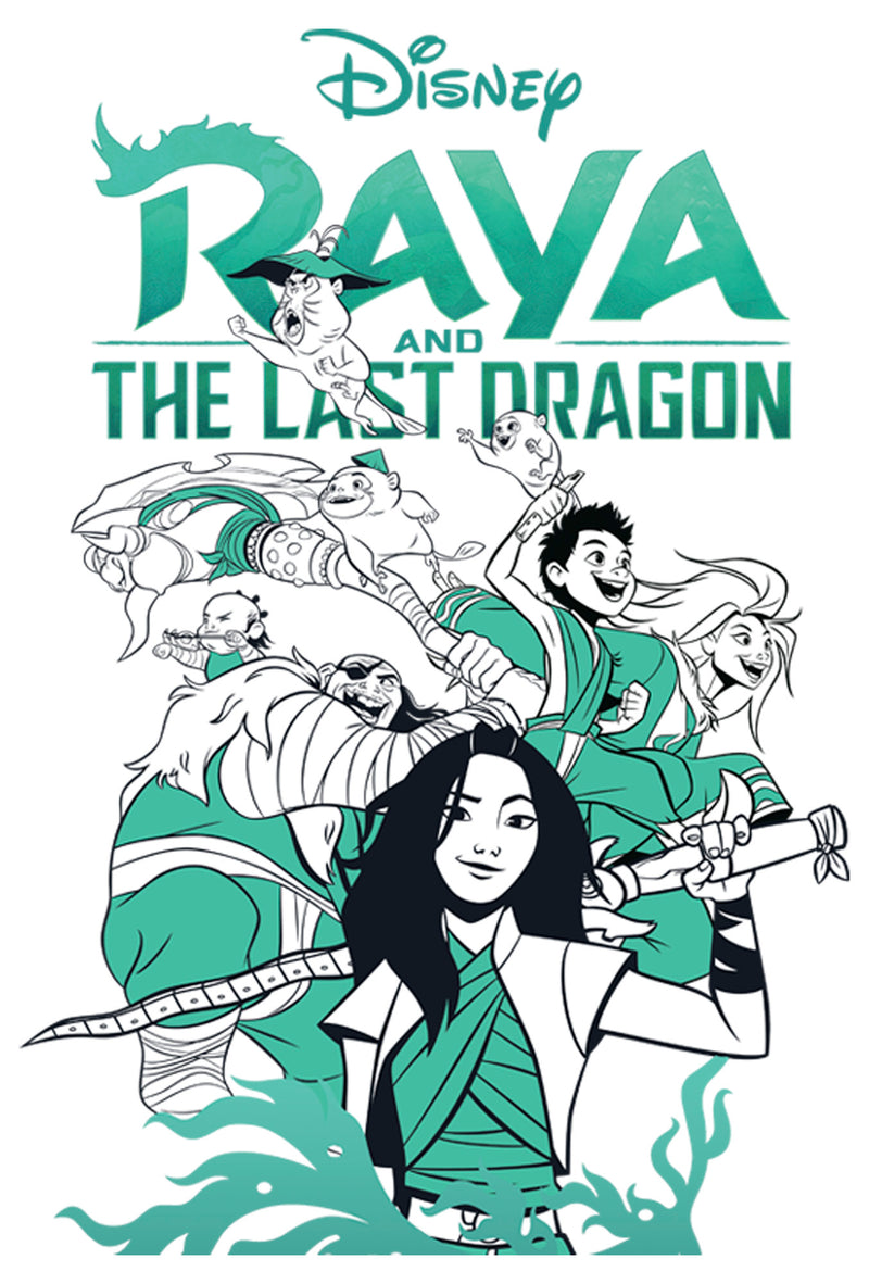 Men's Raya and the Last Dragon Characters in Action T-Shirt