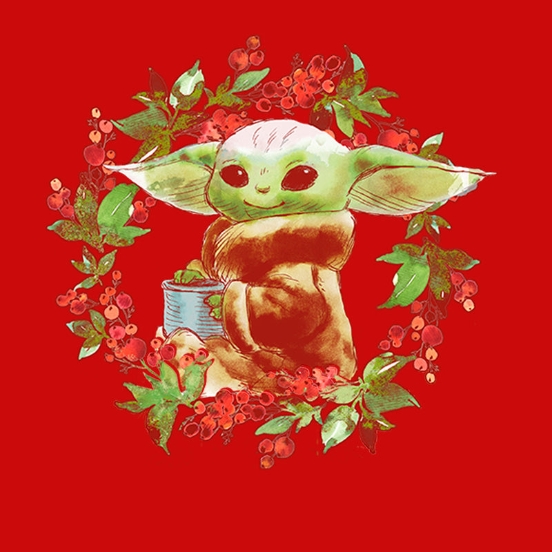 Boy's Star Wars: The Mandalorian Christmas The Child Wreath T-Shirt