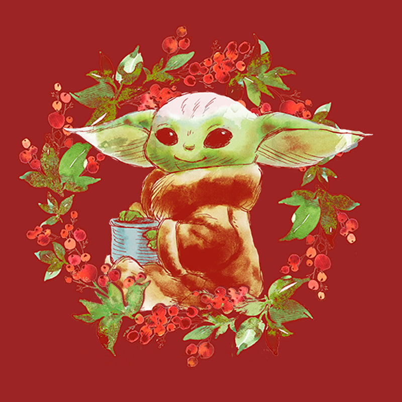 Women's Star Wars: The Mandalorian Christmas The Child Wreath T-Shirt