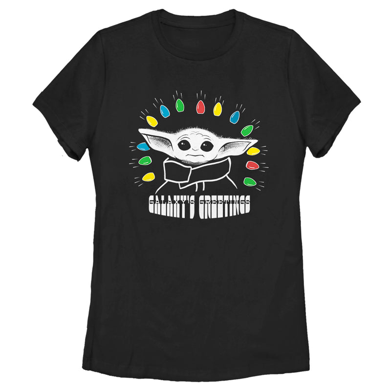 Women's Star Wars: The Mandalorian Christmas The Child Galaxy's Greetings T-Shirt