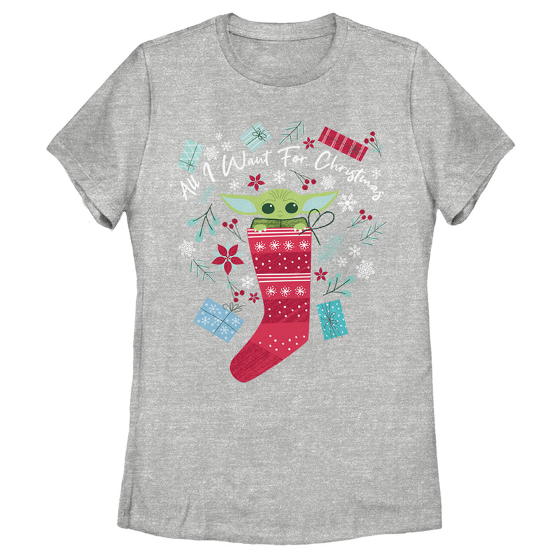 Women's Star Wars: The Mandalorian Christmas The Child Stocking Stuffer T-Shirt