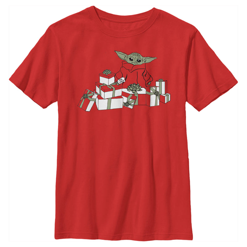 Boy's Star Wars: The Mandalorian Christmas The Child Gifts Galore T-Shirt