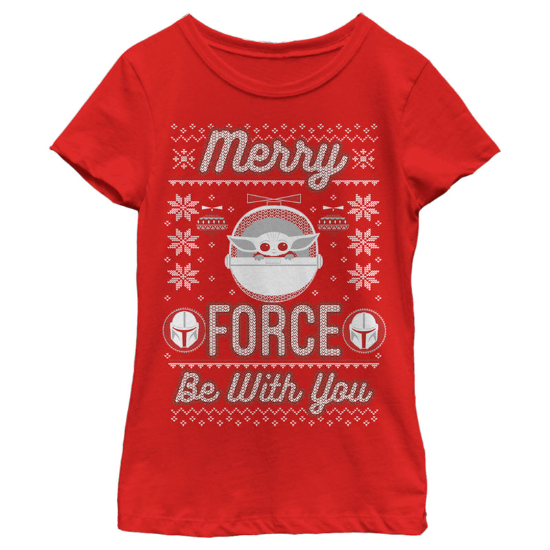 Girl's Star Wars: The Mandalorian Christmas The Child Ugly Space Pod T-Shirt