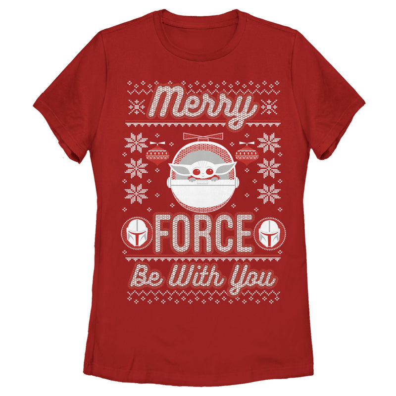 Women's Star Wars: The Mandalorian Christmas The Child Ugly Space Pod T-Shirt