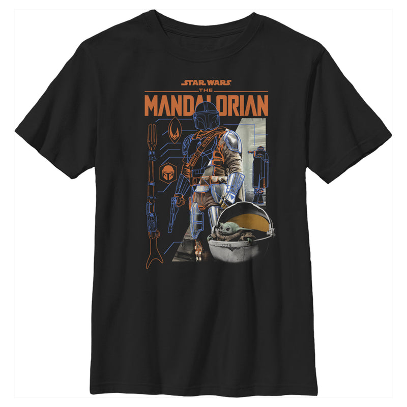 Boy's Star Wars: The Mandalorian Din Djarin Schematics T-Shirt