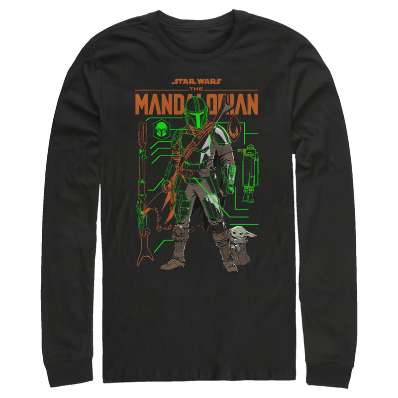 Men's Star Wars: The Mandalorian Duo Schematics Long Sleeve Shirt