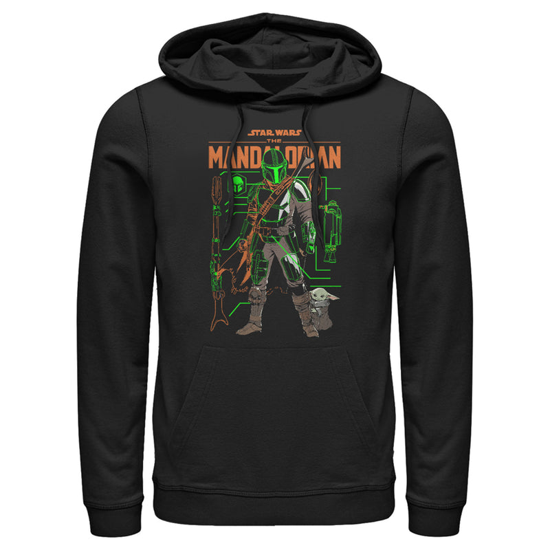 Men's Star Wars: The Mandalorian Duo Schematics Pull Over Hoodie