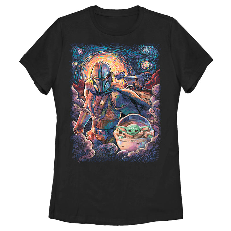 Women's Star Wars: The Mandalorian Starry Night Best Friend Portrait T-Shirt