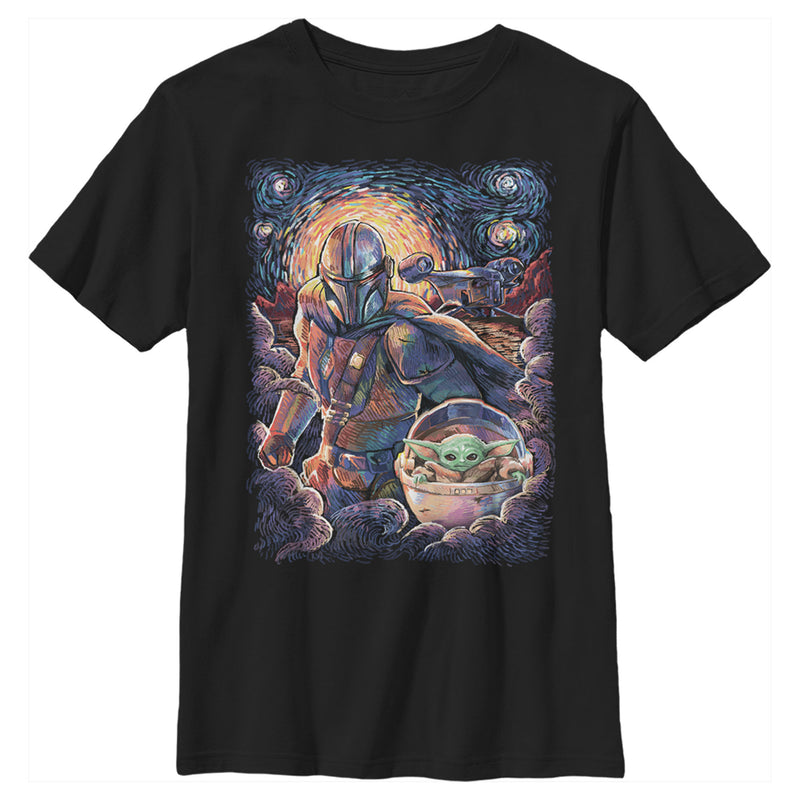 Boy's Star Wars: The Mandalorian Starry Night Best Friend Portrait T-Shirt