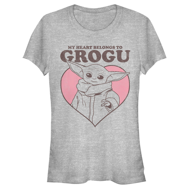 Junior's Star Wars: The Mandalorian Valentine's Day The Child Belongs to Grogu T-Shirt