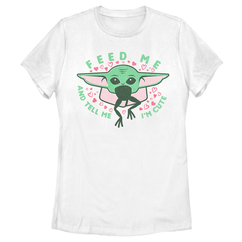 Women's Star Wars: The Mandalorian Valentine's Day The Child Feed Me T-Shirt