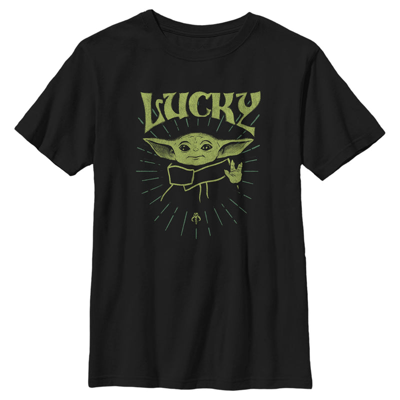 Boy's Star Wars: The Mandalorian Grogu St. Patrick's Day Force of Luck T-Shirt