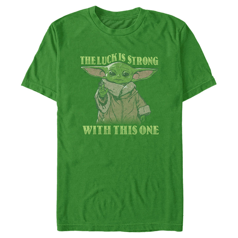 Men's Star Wars: The Mandalorian Grogu St. Patrick's Day The Luck is Strong With This One T-Shirt