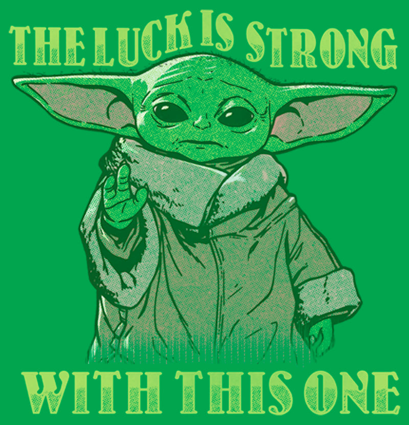 Junior's Star Wars: The Mandalorian Grogu St. Patrick's Day The Luck is Strong With This One T-Shirt