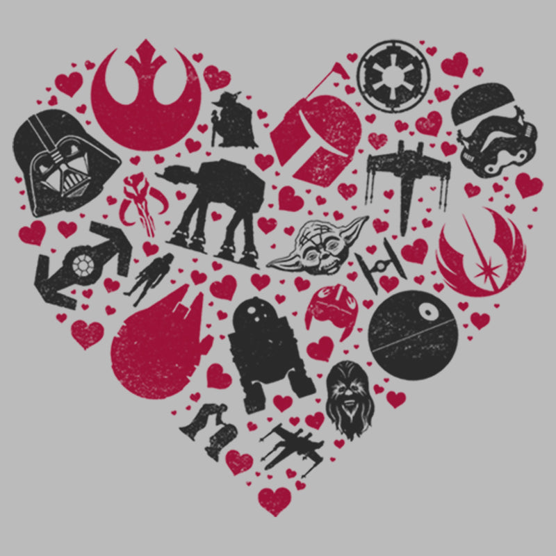 Junior's Star Wars Valentine's Day Heart Icons T-Shirt