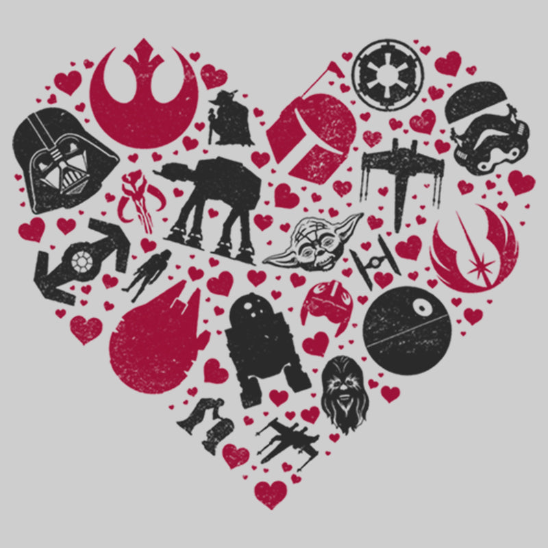 Girl's Star Wars Valentine's Day Heart Icons T-Shirt