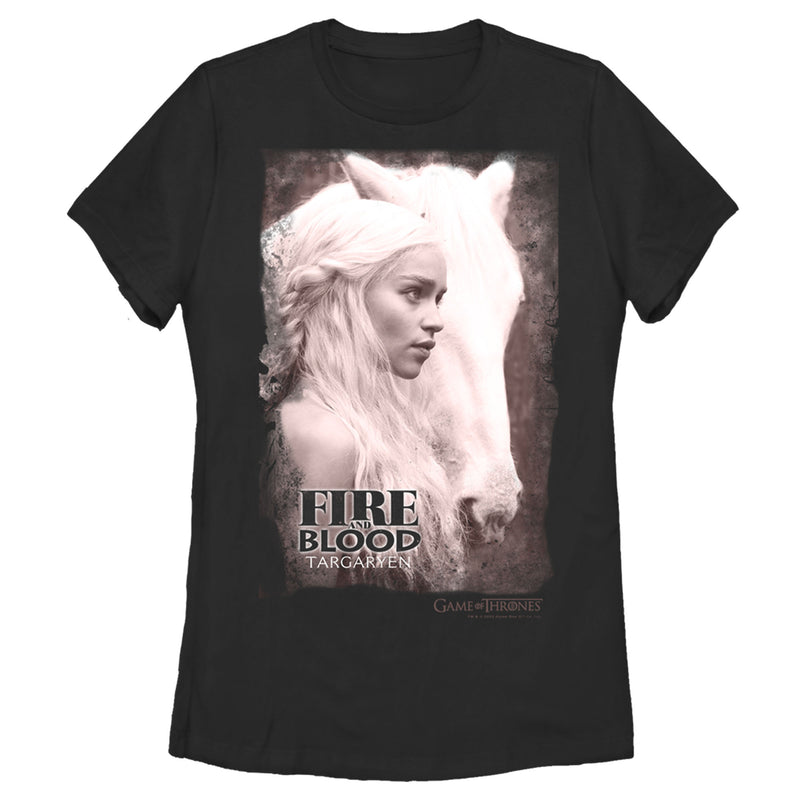 Women's Game of Thrones Daenerys Fire and Blood Frame T-Shirt