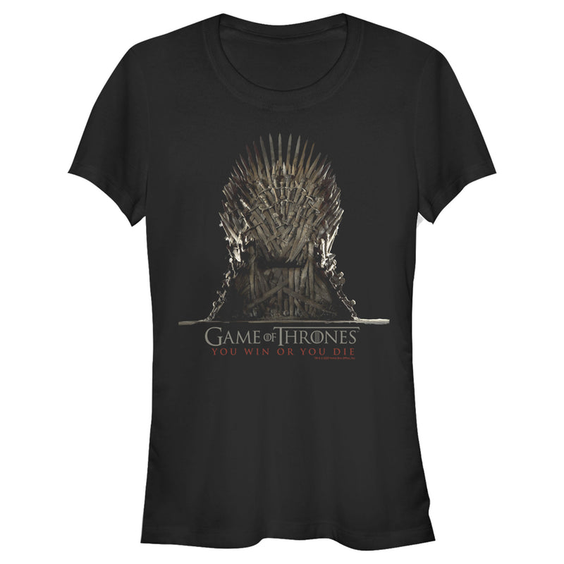 Junior's Game of Thrones Die or Win Iron Throne T-Shirt