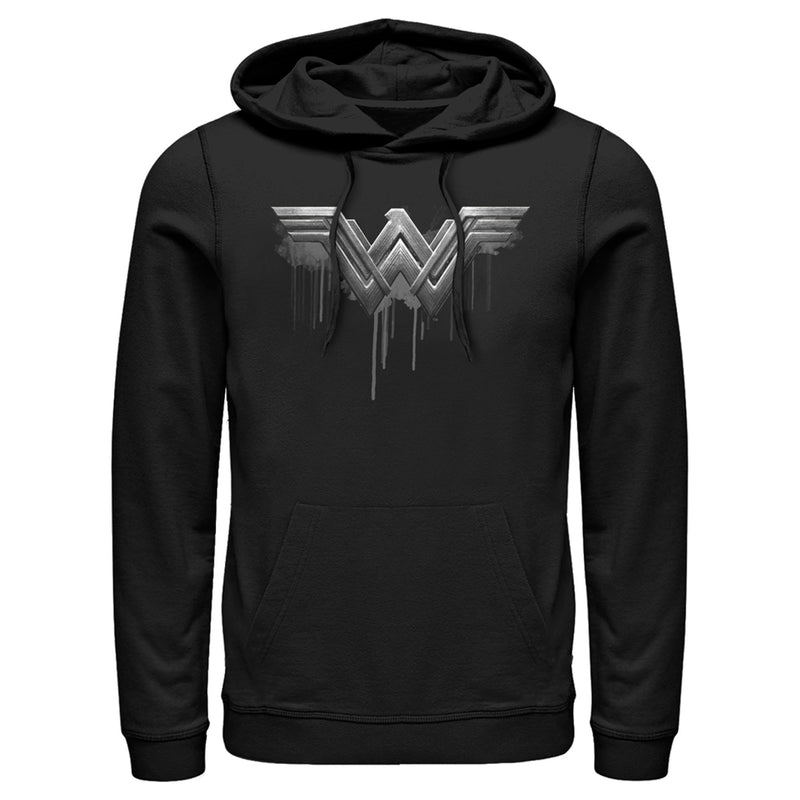 Men's Zack Snyder Justice League Wonder Woman Silver Logo Pull Over Hoodie