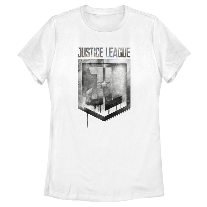 Women's Zack Snyder Justice League Smoke and Stone Shield Logo T-Shirt