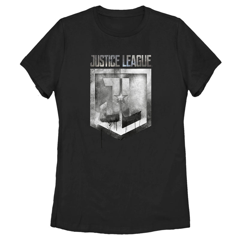 Women's Zack Snyder Justice League Smoke and Stone Shield Logo T-Shirt