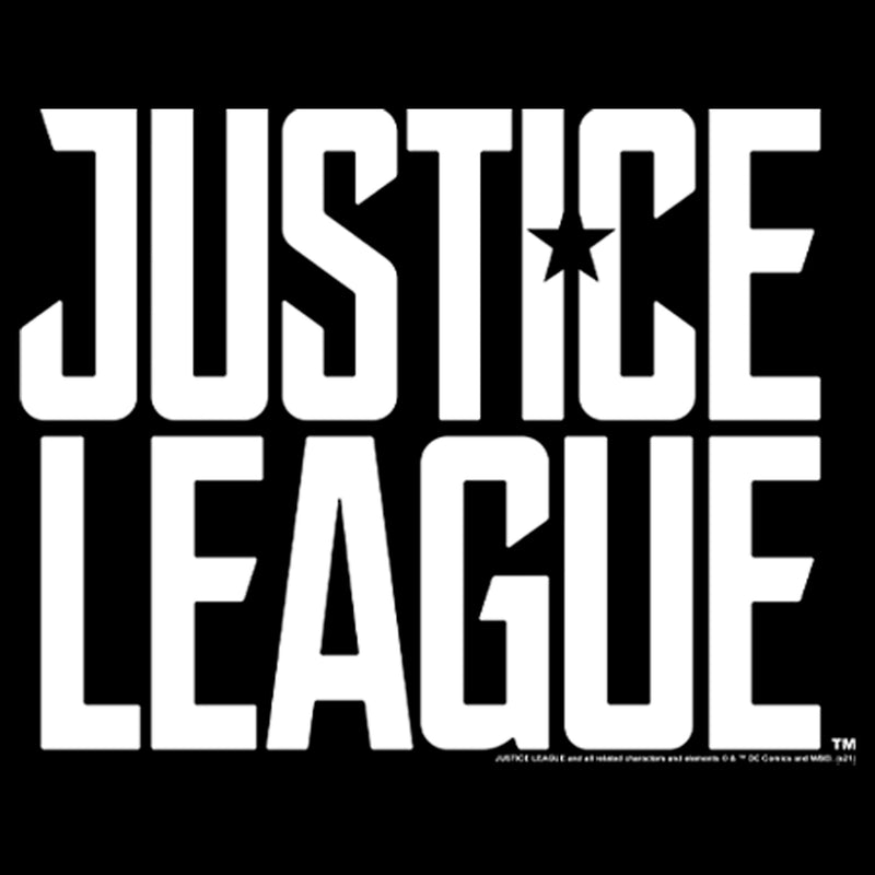 Junior's Zack Snyder Justice League Stacked Large Logo Reverse T-Shirt