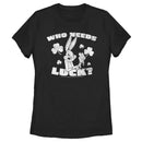 Women's Looney Tunes St. Patrick's Day Bugs Bunny Who Needs Luck? T-Shirt