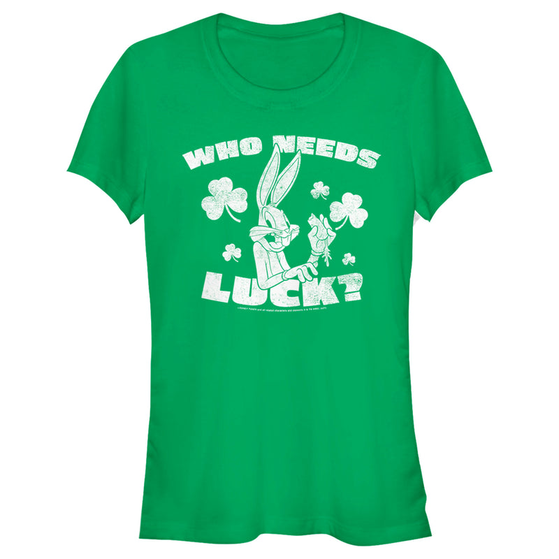 Junior's Looney Tunes St. Patrick's Day Bugs Bunny Who Needs Luck? T-Shirt