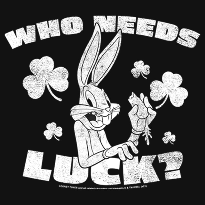 Girl's Looney Tunes St. Patrick's Day Bugs Bunny Who Needs Luck? T-Shirt